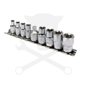 Dugókulcs - crowafej készlet 1/4" belső E-torx 9 db-os - Genius