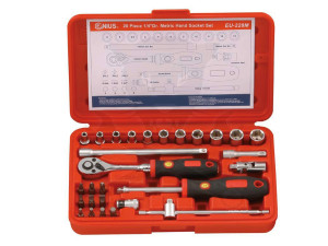 Dugókulcs készlet 1/4" 6 lap 28 db-os Genius