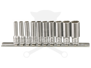 Dugókulcs - crowafej készlet 1/4" 12 szögű COLOS hosszított 10 db Genius
