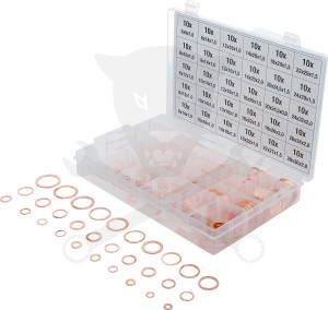 Tömítőgyűrű készlet réz 300 db-os rézalátét BGS