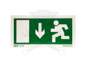 Tábla utánvilágítós öntapadós menekülési irány Le 200x100 UV200
