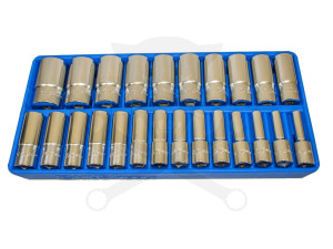 Tálcás Genius dugókulcs készlet 6 lapú hosszú 1/2" 24 db-os - 1/3