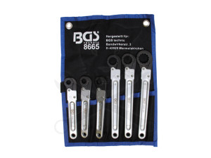 Fékcsőkulcs racsnis, egyoldali speciális készlet 6 db-os 10-22 mm BGS