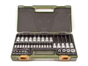 Rátűzőkulcs - crowa+bit készlet 1/4-1/2" imb.+TX+TTX+E-Torx 41 részes