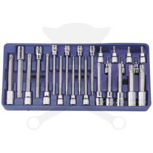 Tálcás Genius rátűzőkulcs készlet torx 3/8" + 1/2" 24 db-os 1/3
