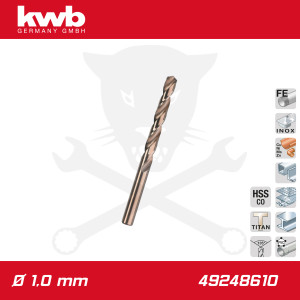 Csigafúró 1,0 mm HSS-G Co5 DIN 338 Twist, profi - KWB