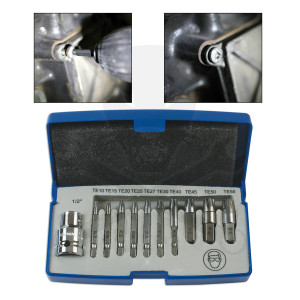 Csavarkiszedő készlet - sérült fejű Torx csavarokhoz - 11 r.