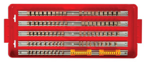 Dugókulcs tartó tálca 1/4", 3/8" és 1/2" sínnel