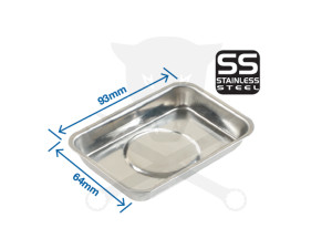 Mágneses tálca téglalap - mini, lapos - 93 x 64 x 14 mm - INOX