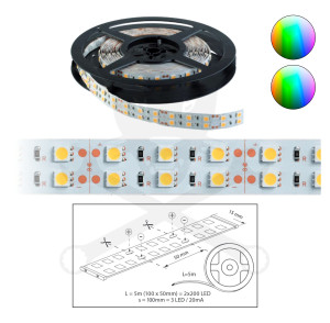 Szalag LED 5050 beltéri 2x60 db/m - RGB - ELMARK
