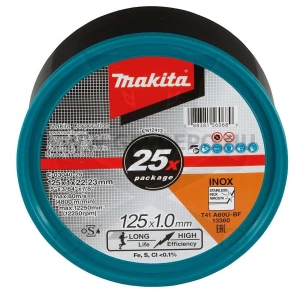 Vágókorong 125x1.0x22.23 mm INOX 13300 rpm - 25 db-os készlet - Makita
