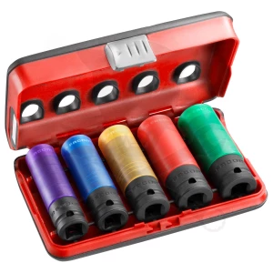 Légkulcsfej készlet 1/2" 5 db-os alufelnihez hosszított ERŐS - Facom