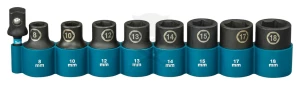 Dugókulcs készlet 1/2" 9 db-os 8-18 mm + 1/4”-1/2” adapter - Makita