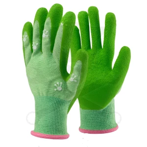 Kesztyű - gyerek, kertész - habosított latex - Békás Zöld 6/XS