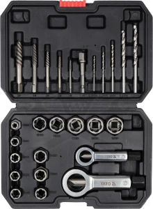 Csavarkiszedő - törtcsavar kihajtó készlet + anyavágó 26 db-os - Yato