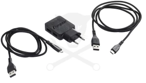 Hálózati USB töltő adapter 230V - 5V 2.4A + USB C + Micro kábelek