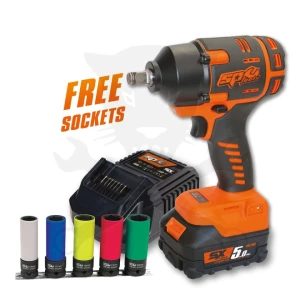 Ütvecsavarozó, akkus 18V 970 Nm 1/2" gyűrűs 1db 5.0Ah + dugó készlet -