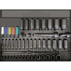 Tálcás SP Tools "XL" Gépi Dugókulcs készlet 1/2"-3/4" rövid+hosszú 46 db